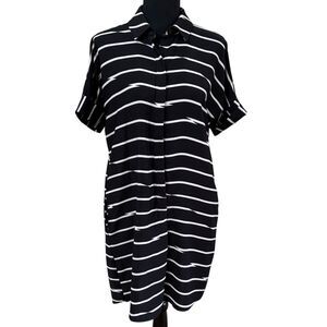 American Living Button Down Shirt Dress Black & White 2